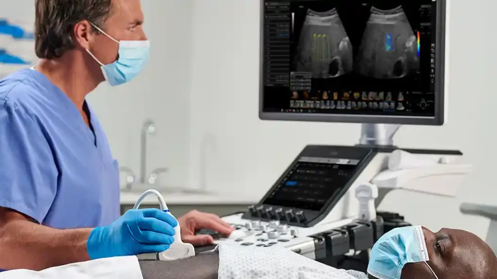 echographie abdominale sur un échographe conventionnel